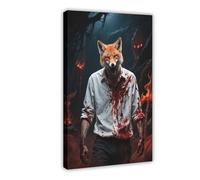 Terrifying, Dark, Hellish, Bloody Man. Fox Canvas Poster Wall Art Print Picture Paintings 24x36inch(60x90cm)