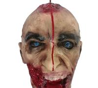 Terrifying Hanging Bad mouthed Male Head Lifelike Gruesome Severed Horror Prop for Halloween Decoration