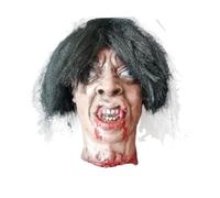 Terrifying Hanging Open Mouth Male Head Lifelike Gruesome Severed Horror Prop for Halloween Decoration