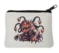 Terrifying Multi-Eyed Monster Creature Neoprene Coin Purse Pouch 10x11cm White