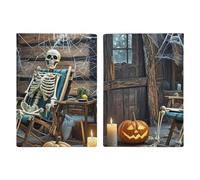 Terrifying Skeleton Ghost Passport Holder with Card And Ticket Slot, PU Leather Passport Case Easy Access, Travel Essentials Document Organizer Waterproof Travel Wallet for Men Women