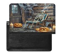 Terrifying Skeleton Ghost Passport Holder with Card Slots Portable Passport Cover Compact Waterproof Passports Protector