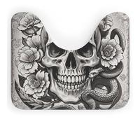 Terrifying Skull Toilet Rugs U Shaped Washable, Extra-Soft Plush Bath Mat 20 X 16 Inch Non Slip Toilet Floor Mat Quick Dry Super Absorbent Bathroom Rugs Microfiber Toilet Carpet