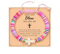 Terripets First Communion Gifts God Bless You Cross Bracelet for Women Communion Baptism Confirmation Catholic Christian Gifts, 5, polymer clay