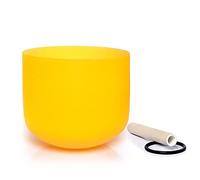 TERRITORY E Note Solar Plexus Chakra Yellow Colored Quartz Frosted Crystal Singing Bowl 8 inch