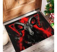Terror Goat Door Mats Indoor 45 X 75 Cm, Fantasy Animalsdurable Interior Doormat, High Absorbent Non Slip Floor Mat Welcome Entrance Doormats Machine Washable Low Profile Doormat Black