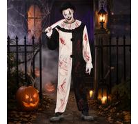 FIESTAS GUIRCA Horror Clown Costume Jumpsuit White Black with Ruffled