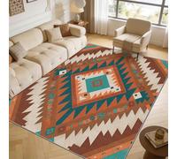 TerroVee Aztec Area Rugs for Living Room 120x180 - Rustic Navajo Ethnic Geometric Rug for Bedroom, Boho Native American Tribal Non Slip Washable Short Pile Carpet, Aztec House Decor