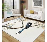 TerroVee Bird Rug - Simple Oriental Traditional Small Rugs for Bedroom 40x60, Chinese Style Magpie Floor Mat Soft Washable Non Slip Indoor Mats, Bird Home Decor