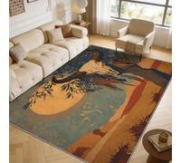 TerroVee Bull Skull Rugs Living Room Large 140x200 - Western Tribal Bedroom Rug, Rustic Boho Western Washable Non Slip Low Pile Carpet, Bull Skull House Decor