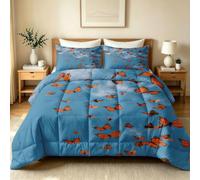 TerroVee Butterflies Coverless Duvet, Double Duvet 10.5 TOG | Blue Butterfly Insect Double Quilt All Season, Lightweight Breathable Soft Machine Washable Bedding with 2 Pillowcases