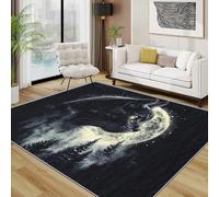 TerroVee Cat Rug - Black Kitten Animal Moon Small Rugs for Bedroom 40x60, Mystical Night Fantasy Floor Mat Soft Washable Non Slip Indoor Mats, Cat Home Decor
