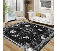 TerroVee Celestial Area Rugs for Living Room 100x150 - Sun Moon Boho Occult Crescent Rug for Bedroom, Ornate Vintage Mystical Non Slip Washable Short Pile Carpet, Celestial Room Decor