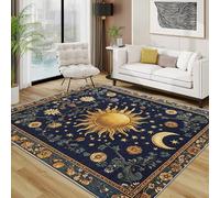 TerroVee Celestial Rug - Sun Mystical Opulent Vintage Small Rugs for Bedroom 50x80, Cosmic Botanical Fantasy Floor Mat Soft Washable Non Slip Indoor Mats, Celestial Home Decor