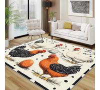 TerroVee Chicken Area Rugs for Living Room 100x150 - Farm Animal Rug for Bedroom, Country Farmhouse Non Slip Washable Short Pile Carpet, Chicken Room Decor
