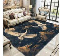 TerroVee Crane Area Rugs for Living Room 100x150 - Japanese Chinese Bird Rug for Bedroom, Traditional Oriental Non Slip Washable Short Pile Carpet, Crane Room Decor