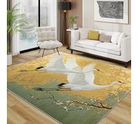 TerroVee Crane Area Rugs for Living Room 80x150 - Bird Animal Japanese Rug for Bedroom, Traditional Oriental Artistic Non Slip Washable Short Pile Carpet, Crane Room Decor