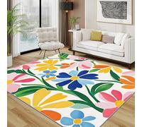 TerroVee Flower Area Rugs for Living Room 80x150 - Colourful Bright Floral Rug for Bedroom, Multicoloured Vibrant Non Slip Washable Short Pile Carpet, Flower Room Decor