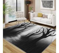 TerroVee Forest Area Rugs for Living Room 100x150 - Black White Gloomy Dead Tree Rug for Bedroom, Gothic Horror Non Slip Washable Short Pile Carpet, Forest Room Decor