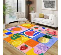 TerroVee Fruit Area Rugs for Living Room 120x180 - Colorful Fruit Kitchen Rug for Bedroom, Pop Art Retro Geometric Non Slip Washable Short Pile Carpet, Vibrant House Decor