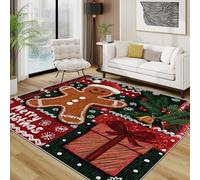 TerroVee Gingerbread Man Rugs Living Room Large 140x200 - Kids Christmas Holly Berry Snowflake Bedroom Rug, Xmas Decor Washable Non Slip Low Pile Carpet, Christmas House Decor
