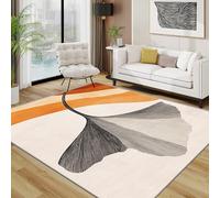 TerroVee Ginkgo Leaf Area Rugs for Living Room 100x150 - Curved Modern Abstract Rug for Bedroom, Modern Minimalist Non Slip Washable Short Pile Carpet, Ginkgo Leaf Room Decor