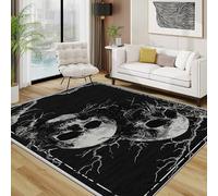 TerroVee Gothic Skull Area Rugs for Living Room 120x120 - Goth Horror Rug for Bedroom, Dark Aesthetic Non Slip Washable Short Pile Carpet, Gothic Skull Room Decor