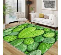 TerroVee Green Rugs Living Room Large 160x230 - Heart Cactus Bedroom Rug, Cacti Plant Washable Non Slip Low Pile Carpet, Green Home Decor