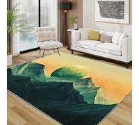 TerroVee Mountain Rugs Living Room Large 160x230 - Abstract Sun Landscape Bedroom Rug, Mountains Sunset Washable Non Slip Low Pile Carpet, Mountain Home Decor