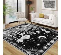 TerroVee Mushroom Area Rugs for Living Room 100x150 - Toadstool Botanical Gothic Boho Celestial Rug for Bedroom, Witchy Enchanted Forest Non Slip Washable Short Pile Carpet, Mushroom Room Decor