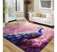 TerroVee Peacock Rug - Feather Bird Animal Small Rugs for Bedroom 40x60, Luxury Wildlife Floor Mat Soft Washable Non Slip Indoor Mats, Peacock Home Decor