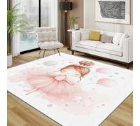 TerroVee Princess Rugs Living Room Large 160x230 - Kawaii Ballerina Pink Watercolor Bedroom Rug, Ballet Girls Kids Washable Non Slip Low Pile Carpet, Princess Home Decor