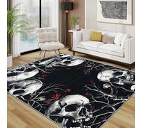 TerroVee Skull Area Rugs for Living Room 120x180 - Gothic Horror Theme Rug for Bedroom, Goth Non Slip Washable Short Pile Carpet, Skull House Decor