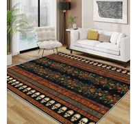 TerroVee Skull Rug - Gothic Day of the Dead Small Rugs for Bedroom 50x80, Bohemian Vintage Distressed Halloween Floor Mat Soft Washable Non Slip Indoor Mats, Skull Home Decor