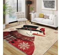 TerroVee Snowman Rugs Living Room Large 200x300 - Cute Christmas Themed Cardinal Bedroom Rug, Xmas Holiday Washable Non Slip Low Pile Carpet, Christmas Home Decor