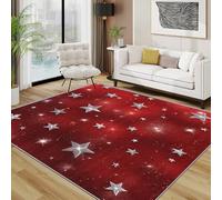TerroVee Starry Rug - 3D Red Romantic Star Small Rugs for Bedroom 40x60, Luxury Stars Floor Mat Soft Washable Non Slip Indoor Mats, Star Home Decor