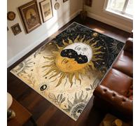 TerroVee Sun and Moon Rug - Boho Celestial Astrology Small Rugs for Bedroom 40x60, Witchy Mystical Tarot Floor Mat Soft Washable Non Slip Indoor Mats, Sun Moon Home Decor