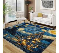 TerroVee Van Gogh Starry Night Rug - Christmas Tree Small Rugs for Bedroom 60x90, Xmas Artistic Floor Mat Soft Washable Non Slip Indoor Mats, Christmas Room Decor