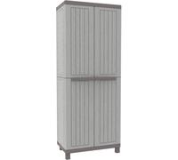 Terry 2-Door Storage Cabinet W/ Inner Shelves, Grey Plastic Storage W/ Wooden Texture