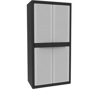 Terry 2-Door Tall Storage Cabinet With Inner Shelves, Jumbo Plastic Cabinet, Grey