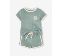 Terry Cloth Shorts + T-Shirt Ensemble for Babies grey blue