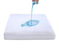 Terry Cotton 38cm Depth Fitted Terry Towel Mattress Protector Topper Cover Bed Sheets Waterproof Mattress Protectors Breathable Mattress (White, 4FT)