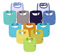 Terry Drooler Baby Bib, Water Resistant Solid Colors Cotton Solid Knit Terry Feeder Bib Newborn Bibs, 12 Count