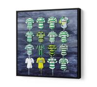Terry Kneeshaw Art, Framed Canvas Print, Home Decor, 20 x 20 Inch, Celtic FC Football Shirts History Collection, Wall Art