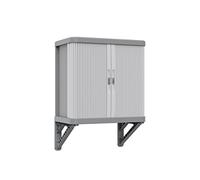 Terry, Rolling Space Wall Cab, Wall Cabinet with Two Sliding Doors, Outdoor and Indoor, 2 Adjustable Internal Shelves, Grey, in Recycled Plastic, Dimensions: 59x36x59 cm