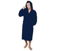 Terry Toweling Hooded Bathrobe for Women and Men’s 100% Pure Egyptian Cotton Bath Robes Unisex Changing Dressing Gown Perfect for shower and Spa (L/XL - Blue)