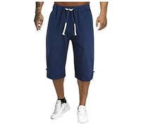 Terry Towelling Shorts Solid Summer Trousers Linen Colour Cut Shorts for Men Cotton Casual Men's Trousers Sports Trousers Men's Short Mobile Phone Pocket, navy, XXXL