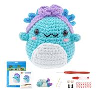 Terself Axolotl Crochet Kit for Beginners: 1 x Crochet Animal Kit for Kids and Adults, Crochet Set with Writing Pattern and Video Tutorials (40% + Extra Yarn), Blue Axolotl