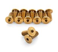 Terske Ultra-Low Profile Superlight Gold Anodized Titanium Bottle Cage Bolts: 12-Pack