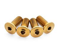 Terske Ultra-Low Profile Superlight Gold Anodized Titanium Bottle Cage Bolts: 4-Pack, (Bo-UL-5x12-Gld-4)